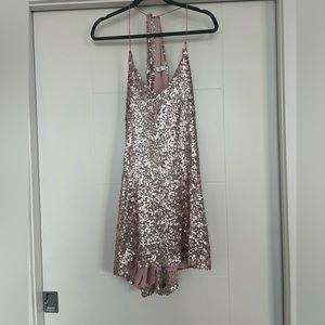 Pink Sequin Mini Dress